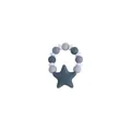 Baby silicone pacifier clip chain with grey and white beads and star pendant - Gray Star Teether Bracelet