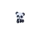 Perle de dentition panda en silicone avec motif noir et blanc et détail de cœur - Panda Gris