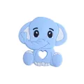Light blue silicone elephant teether toy with heart-shaped nose and easy-grip hole - Blue Teether