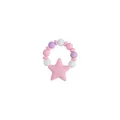 Baby silicone star teether bracelet with pink and purple macaron beads and a pink star - Pink Star Teether Bracelet
