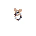 Baby beech wood bear teether with grey and white silicone beads pacifier clip chain - Bear Teether