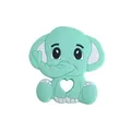 Mint green silicone elephant baby teether toy with heart-shaped hole for easy grip - Green Teether