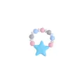 Light blue star silicone baby pacifier clip with macaron colored teething beads - Blue Star Teether Bracelet