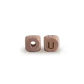 Natural beech wood alphabet bead featuring a clear engraved letter U for DIY pacifier chains - Letter U