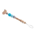 Sujetachupetes de cuentas de ganchillo azul y clip de pájaro con letras BABY - Estilo Pájaro Azul y Gris