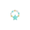 Silicone pacifier clip with mint green star pendant and macaron color beads - Green Star Teether Bracelet