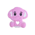 Pink elephant silicone baby teether with heart-shaped grip and soft cartoon features - Purple Teether