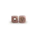 Natural beech wood alphabet bead with engraved letter V for DIY pacifier clips - Letter V