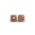 Natural beech wood alphabet bead with laser engraved letter W for DIY pacifier chains - Letter W