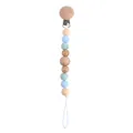 Silicone and beech wood pacifier clip with pastel yellow, blue, and green beads - Star Pacifier Chain