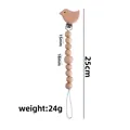 Beech wood baby pacifier clip with bird design and wooden beads chain measuring 25cm - Pacifier Clip