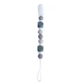 Baby pacifier clip with grey and blue silicone beads and plastic safety clasp - Gray Beaded Pacifier Chain