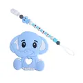 Set massaggiagengive elefante blu in silicone con clip e perline BABY BOY - Set / Blu