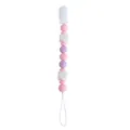 Pink and purple silicone baby pacifier clip with star beads and plastic clasp - Pink Beaded Pacifier Chain