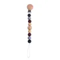 Silicone and beech wood baby pacifier clip with black, grey, and brown beads - Bear Pacifier Clip