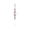 Pink and purple silicone pacifier clip featuring a cute owl bead with secure plastic clamp - Pacifier Clip / Pink