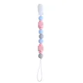 Morandi silicone pacifier clip with star bead and plastic clip for baby teething - Blue Beaded Pacifier Chain