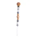 Baby pacifier clip with beech wood and silicone beads in nordic grey and white tones - Rabbit Pacifier Clip