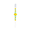 Baby pacifier clip with yellow sun silicone beads and mint green teething chain - Pacifier Clip / Yellow