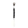 Baby pacifier clip with black and white silicone beads and durable metal clip - Black and White Beads Style 1 (#1)