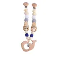 Baby pacifier chain with blue silicone beads and a wooden whale pendant toy - Whale Stroller Hanging