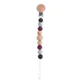 Baby pacifier clip with purple and marble silicone beads and beech wood clip - Hedgehog Pacifier Clip