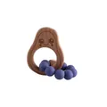 Infant avocado teether with beech wood ring and purple silicone beaded bracelet toy - Lilac Purple