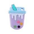 Breloque tasse à thé aux perles en silicone lavande avec détails de perles colorées - Glace Violet