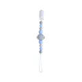 Silicone pacifier clip with blue and marble beads and gray fish charm for infants - Pacifier Clip / Light Gray