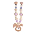Baby pacifier chain with wooden squirrel teether, purple silicone beads and rattle bell - Squirrel Stroller Hanging