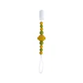 Pacifier clip with yellow fish silicone teether and olive green beads for babies - Pacifier Clip / Turmeric