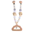Neutral baby pacifier clip with silicone beads and wooden cloud teething toy pendant - Cloud Stroller Hanging