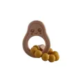 Beech wood avocado teether with vibrant yellow silicone beads for infant soothing - Turmeric