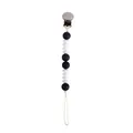 Silicone pacifier clip with black and white beads and metal clamp for baby clothes - Black Polka Dot