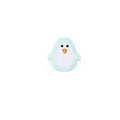 Perle de dentition pingouin en silicone de qualité alimentaire bleu clair et blanc - Petit Pingouin Vert