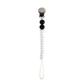 Pacifier clip with black and white silicone beads and round metal iron clasp - Black and White Beads Style 5 (#5)