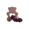 DIY beechwood bear teether with dark purple and coffee silicone beads bracelet - Brown Bear