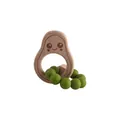 Beechwood avocado baby teether with green silicone beads for infant teething relief - Avocado