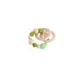 DIY baby rattle teether with green silicone beads and wooden rings for strollers - Bird Teether