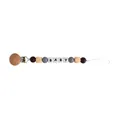 Custom wooden baby pacifier clip with silicone beads and BABY letter design in brown - Coffee