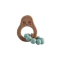 Anneau de dentition avocat en bois de hêtre et perles de silicone vert menthe pour bébé - Vert clair