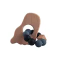 DIY baby teether bracelet with beech wood pendant and grey silicone beads - Baby Feet