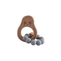 Anneau de dentition avocat en hêtre avec billes de silicone grises et sourire gravé - Gris clair