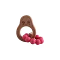 Anneau de dentition en hêtre avocat avec perles en silicone rose pour le soulagement de bébé - Rose Bonbon