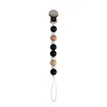 Baby pacifier clip with black and white silicone beads and natural beech wood beads - Multi-Material Black White Wood Style 9 (#9)