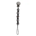 Baby Schnullerkette mit Fußball-Metallclip und Silikonperlen im Leoparden-Look - Leopardenprint