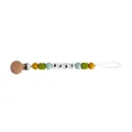 Customized wooden pacifier clip with colorful silicone beads and BABY letter beads - Turmeric