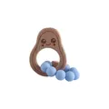 Anneau de dentition avocat en bois de hêtre et perles de silicone bleu clair - Bleu Ciel