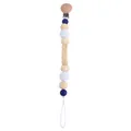 Blue silicone and wood baby pacifier clip with crochet beads and letter blocks - Whale Pacifier Chain