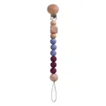 Baby pacifier clip made of beech wood and Morandi blue silicone beads for safe teething - Lilac Purple Pacifier Clip